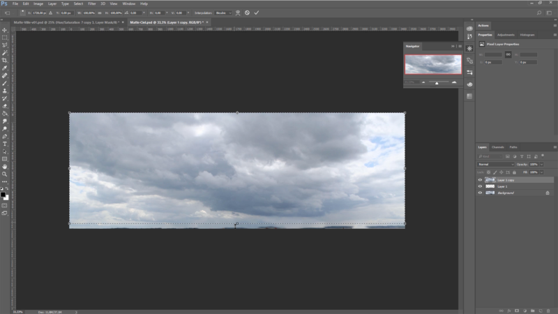 Ajout d'un ciel à partir d'une texture, étalonnage nuit sur Photoshop